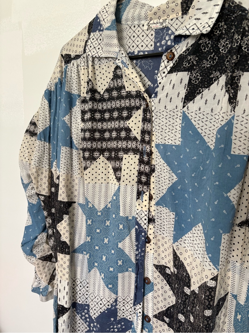 Free people patchwork button down top - Picture 2 of 3